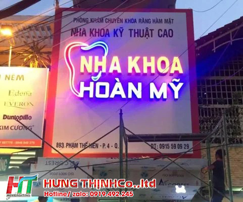 Làm bảng hiệu chữ nổi inox gắn led giá rẻ