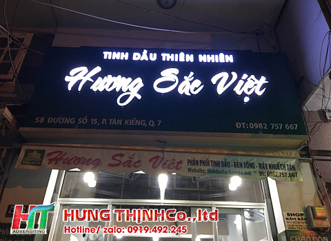 Bảng hiệu chữ nổi đèn LED sáng rực ban đêm thu hút khách hàng