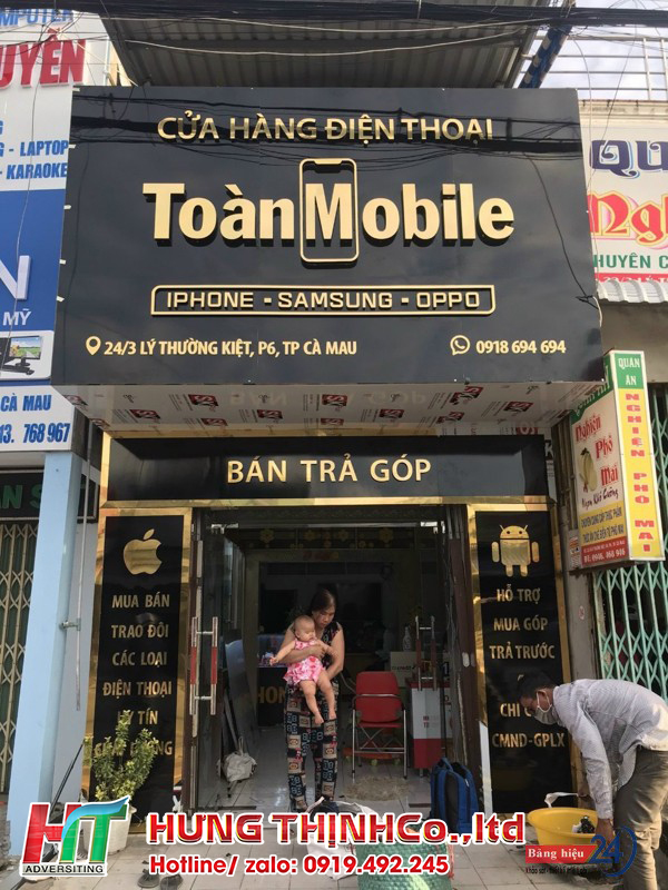 Mẫu bảng hiệu Alu chữ nổi đẹp cho cửa hàng