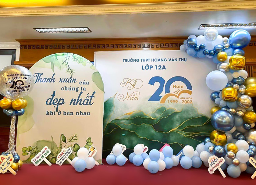 Thi công background backdrop kỉ niệm ấn tượng