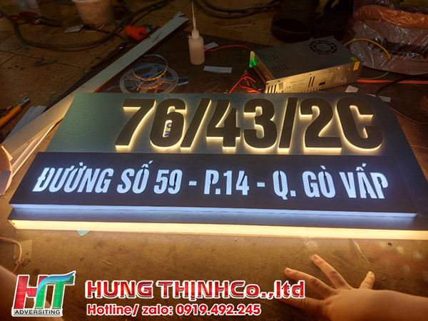 Bảng số nhà chữ nổi có đèn led